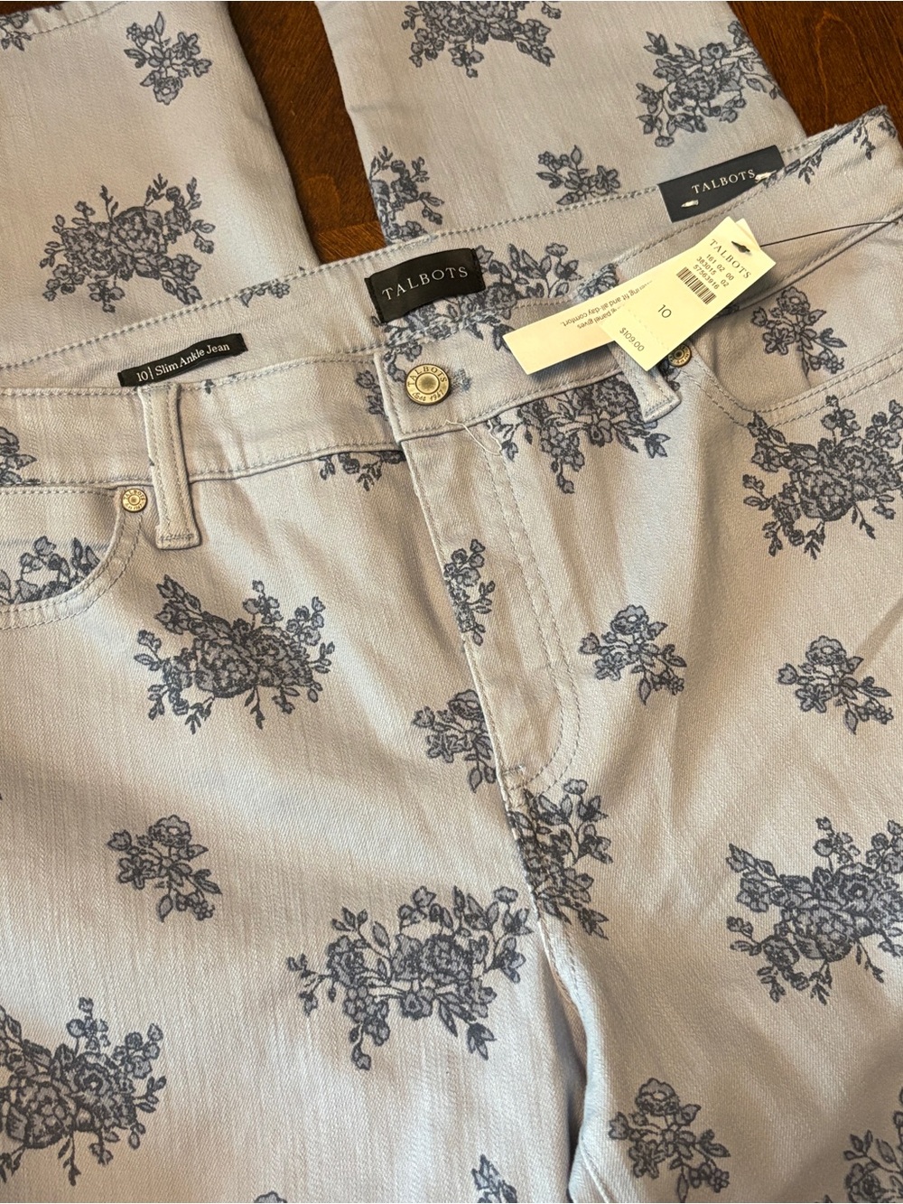 Talbot blue floral slim ankle jeans, size 10 NWT - Picture 3 of 4